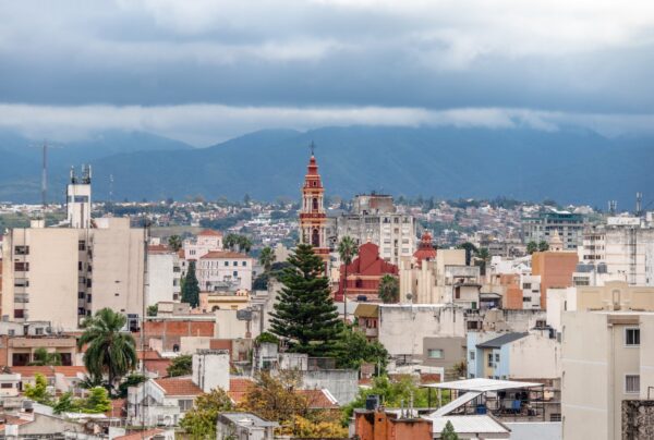Aerial view of Salta City and San Francisco Church - Salta, Argentina
