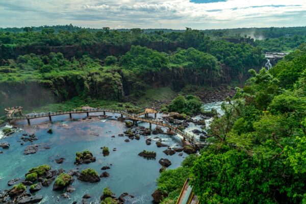 Iguazu Falls on the border of Brazil and Argentina in South America