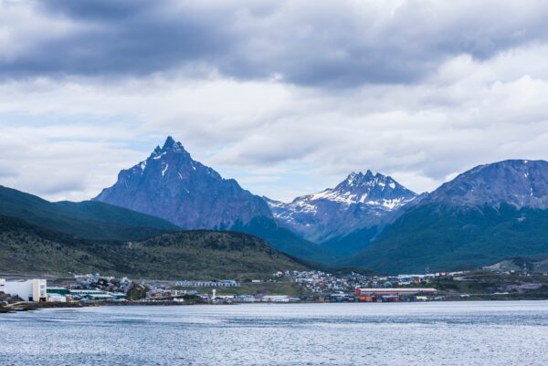 Ushuaia, seen from the Beagle Channel (Beagle Strait), Tierra Del Fuego, Patagonia, Argentina, South